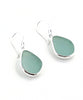 Aqua Sea Glass Open Back Drop Earrings