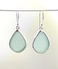 Aqua Sea Glass Open Back Drop Earrings