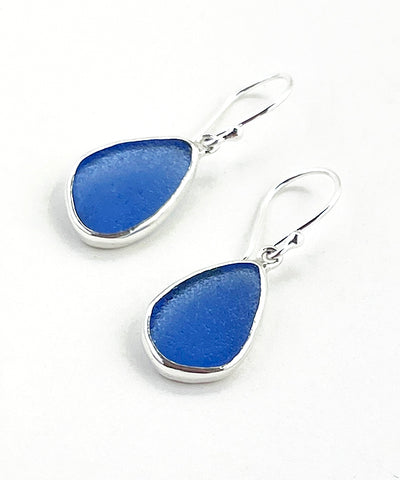 Cobalt #2 Sea Glass Open Back Drop Earrings