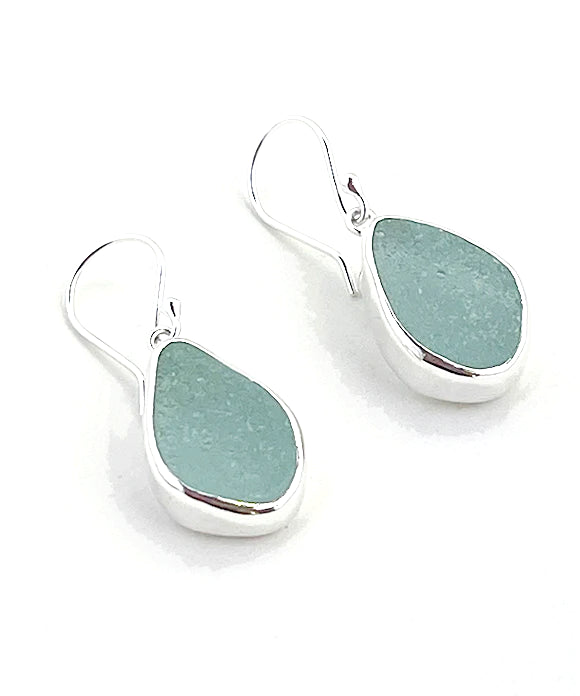Chunky Coke Bottle Sea Glass Open Back Drop Earrings