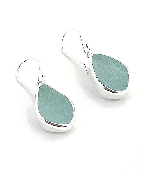 Chunky Coke Bottle Sea Glass Open Back Drop Earrings