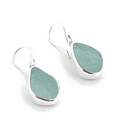 Chunky Coke Bottle Sea Glass Open Back Drop Earrings