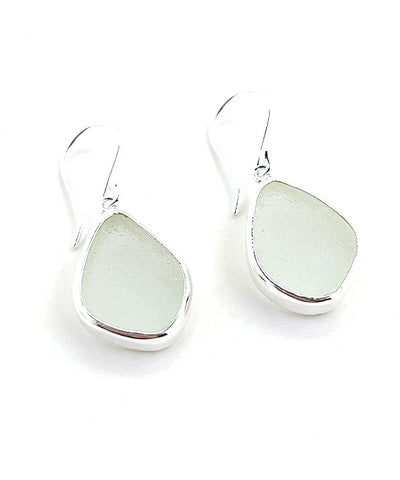 Chunky Clear Sea Glass Open Back Drop Earrings