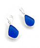 Cobalt Sea Glass Open Back Drop Earrings
