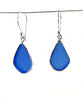 Cobalt Sea Glass Open Back Drop Earrings