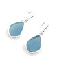Periwinkle Blue Sea Glass Open Back Drop Earrings
