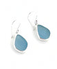Periwinkle Blue Sea Glass Open Back Drop Earrings