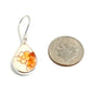Orange Flower Vintage Pottery Teardrop Single Drop Earrings