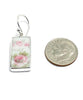 Pink & Green Flower Vintage Pottery Rectangle Single Drop Earrings