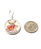 Pink and Yellow Flower Vintage Pottery Round Single Drop Earrings