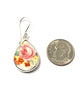 Pink Roses and Orange Flower Vintage Pottery Single Drop Earrings