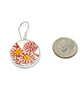 Large Round Red, Yellow & White Flower Vintage Pottery Single Drop Earrings