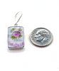 Pink & Green Flower Vintage Pottery Rectangle Single Drop Earrings