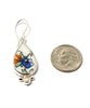 Orange and Blue Flower Vintage Pottery with White Pearl Single Drop Earrings