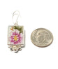 Fuchsia & Yellow Flower Vintage Pottery with White Pearl Single Drop Earrings