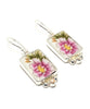 Fuchsia & Yellow Flower Vintage Pottery with White Pearl Single Drop Earrings
