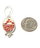 Red & White Vintage Pottery with Pearl Oval Shaped Single Drop Earrings