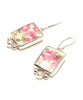 Pink Roses Vintage Pottery with White Pearl Single Drop Earrings