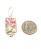 Pink Roses Vintage Pottery with White Pearl Single Drop Earrings
