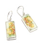 Yellow Flowers Vintage Pottery Long Rectangle Single Drop Earrings