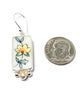 Yellow Flower with Green Leaves Vintage Pottery & White Pearl Single Drop Earrings