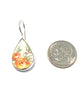 Pink & Yellow Roses Vintage Pottery Single Drop Earrings