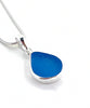 Blue Sea Glass Simple Pendant on Silver Chain #2