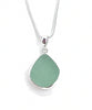 Chunky Coke Bottle Blue Sea Glass Simple Pendant on Silver Chain