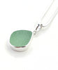 Chunky Coke Bottle Blue Sea Glass Simple Pendant on Silver Chain
