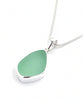 Soft Green Sea Glass Simple Pendant on Silver Chain