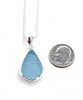 Periwinkle Blue Textured Sea Glass Simple Pendant on Silver Chain