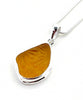 Textured Amber Sea Glass Pendant with Heavy Rim on Silver Chain