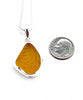 Textured Amber Sea Glass Pendant with Heavy Rim on Silver Chain