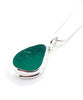 Forest Green Sea Glass Pendant with Heavy Rim on Silver Chain