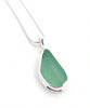Soft Green Sea Glass Pendant with Heavy Rim on Silver Chain