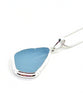 Sky Blue Sea Glass Pendant with Heavy Rim on Silver Chain