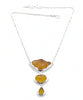 Shades of Textured Amber Sea Glass Triple Drop Necklace
