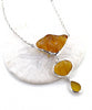 Shades of Textured Amber Sea Glass Triple Drop Necklace