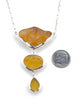 Shades of Textured Amber Sea Glass Triple Drop Necklace