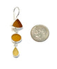 Brown, Amber & Yellow Sea Glass Multi Shape Triple Drop Earrings