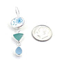 Aqua Flower Vintage Pottery & Aqua Sea Glass Triple Drop Earrings