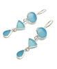 Shades of Aqua Multi Shape Sea Glass Triple Drop Earrings