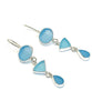 Shades of Aqua Multi Shape Sea Glass Triple Drop Earrings