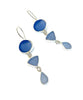 Shades of Blue Multi Shape Sea Glass Triple Drop Earrings