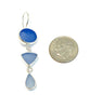 Shades of Blue Multi Shape Sea Glass Triple Drop Earrings