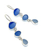 Shades of Blue Natural Shape Sea Glass Triple Drop Earrings #2
