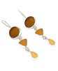 Brown, Amber & Yellow Multi Shape Sea Glass Triple Drop Earrings