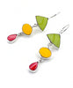 Green, Yelllow & Red Fiesta Ware Vintage Pottery Triple Drop Earrings
