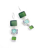 Olive Sea Glass & Bold Vintage Pottery Triple Drop Earrings