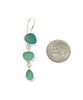 Shades of Dark Aqua Natural Shape Sea Glass Triple Drop Earrings